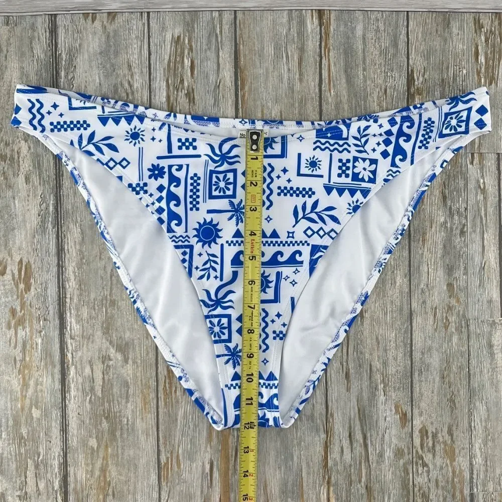High Leg Mid Rise Cheeky Bikini Bottom Swim Size XXL